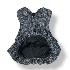 Do + Be Tweed Indie Strapless Deep V-Neck Ruffle Mini Dress Size Small Cocktail‎ thumbnail 5