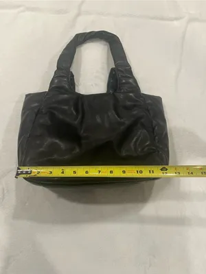 A New Day Black Puffy Ruched Shoulder Bag Tote thumbnail 7