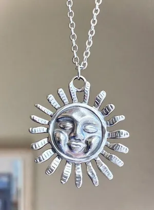 Handmade fully stainless steel sun boho retro vintage style necklace☀️ thumbnail 1