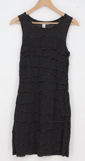 Kenneth Cole Dress Womens PS Tiered Ruffle Polka Dot Black Sleeveless thumbnail 1
