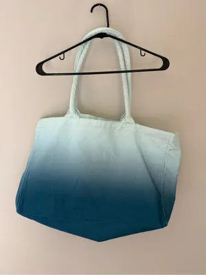 Athleta Blue Ombre Canvas Logo Tote Bag Large Gym Beach Travel thumbnail 5