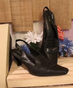 Bass SlingBack Black Pumps Penny Loafer Style 7M thumbnail 1