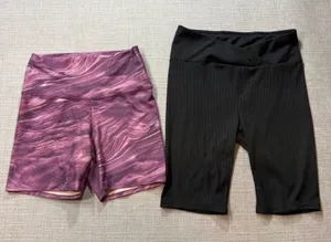 Bundle 2 Women Biker Shorts Flexure Marble Purple Shosho Ribbed Black Size Large thumbnail 1