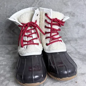 Sugar Skipper Duck Boots Sherpa Faux Fur Rain Boots Women Size 6 Brown Cream thumbnail 3