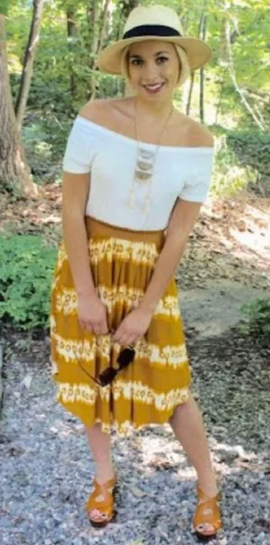 H&M NWT Womens Mustard Flowy Boho Skirt - Sz 10 thumbnail 1