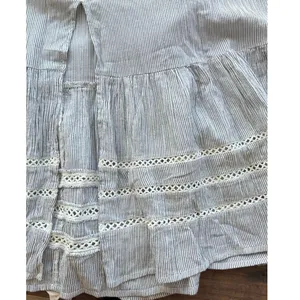 Caslon Striped Cotton Midi Dress Gray White Sleeveless Ruffle Summer M coastal thumbnail 8