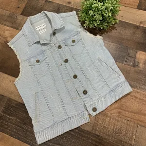 Bullhead denim vest stripes, western/cowboy/rodeo M thumbnail 4
