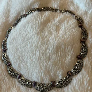 Avon NA Silver and Purple Ornate Necklace thumbnail 4
