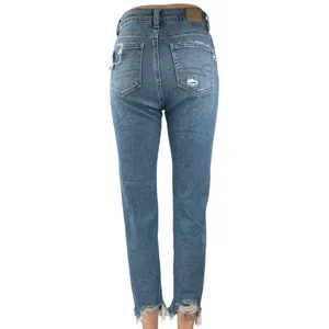 American Eagle Women's Blue Distressed Stretch High Rise Mom Denim Jeans Size 0 thumbnail 3
