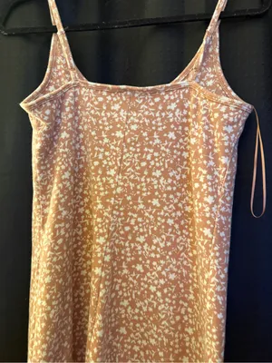 Old Navy Dusty Rose Floral Ribbed Tank Dress thumbnail 5