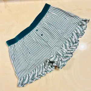 VS PINK Velvet Trim Ruffle Pajama Shorts Deep Forest Green & White Stripes SMALL thumbnail 1