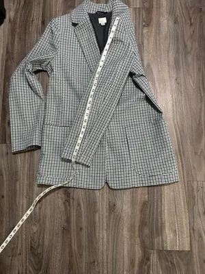 a new day Plaid Single-Button Blazer in Blue and Black. thumbnail 13