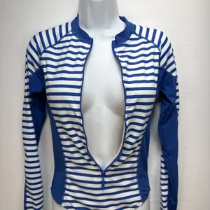 Cabana Life Womens One Piece Long Sleeve Zip Swimsuit Rash Guard Size‎ S Blue thumbnail 3