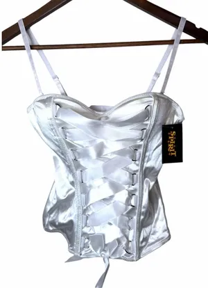 Brand New Never Used Women's White Corset From Spirit Halloween Size S thumbnail 1