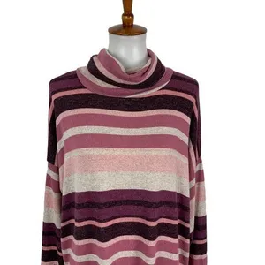 Altar'd State Pink Striped Cowl Neck Long Sleeve‎ Sweater Medium Boho Cozy Soft thumbnail 2