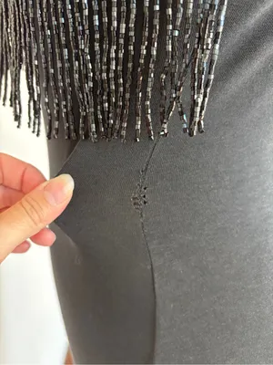 Vintage Black Beaded Fringe Mini Bodycon Dress thumbnail 6
