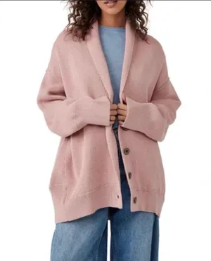 Free People Chamomile Oversize Cardigan in Rose thumbnail 1