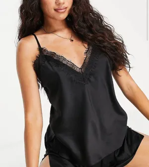 ASOS NWT Ann Summers Cerise black lace trim satin cami thumbnail 1