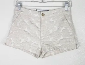 Abercrombie White Floral Jacquard Shorts thumbnail 1