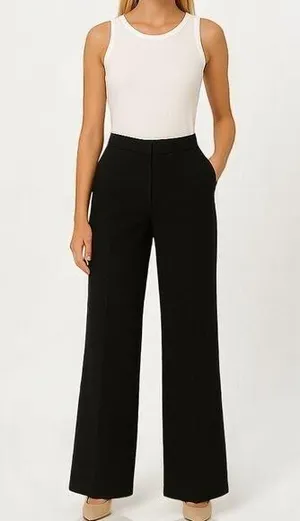 CACHE Vintage 90s Black Wide Leg Dress Pant Trouser Slacks thumbnail 1