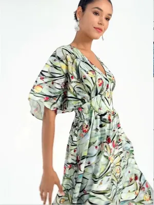 ADOR Light Blue Floral Maxi Dress M NEW thumbnail 15