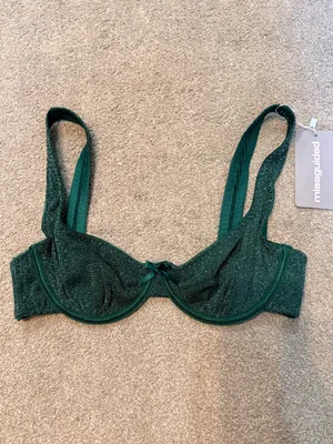 Missguided Green Sparkle Unlined Balconette Bra Size S thumbnail 2