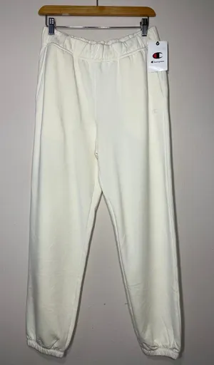 Champion Cream Oversized Fleece Joggers Cozy Streetwear Sz S thumbnail 1