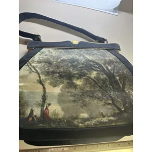 Jean Baptiste Camille Corot's painting, Souvenir de Mortefontaine Silk Handbag thumbnail 5