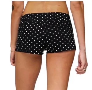 NWT Edikted Black White Polka Dot Short Shorts Stretch Low Rise M thumbnail 3