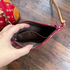 Dooney & Bourke • Domed Satchel purse bag Burning Red initials canvas wristlet thumbnail 14