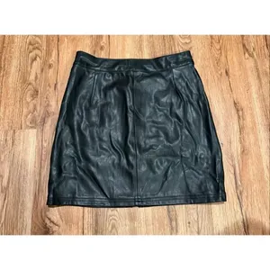 Love Tree black zip front faux leather mini skirt small thumbnail 6