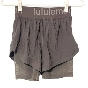 Lululemon Size 2‎ Grey Logo Waistband High-Rise Training Short Athletic thumbnail 1