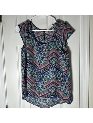 Pink Rose Women's Medium Patterned Sleeveless Top with Front Zipper thumbnail 3