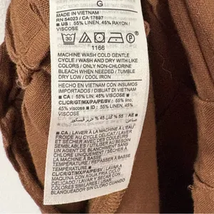 Old Navy High Waisted Linen Blend Brown Paper Bag Shorts Sz L thumbnail 4
