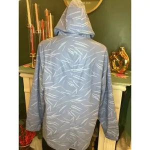 Weatherproof Vintage Blue Leaf Print Hooded Zip Up‎ Lightweight Rain Jacket M thumbnail 4
