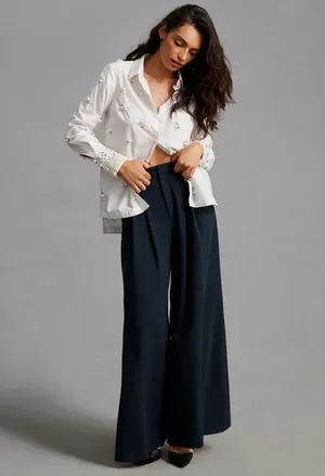 Anthropologie Maeve Pearl Embellished Shirt thumbnail 4