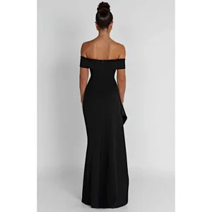 Babyboo Joyce Maxi Dress Black Off Shoulder Ruched Formal Gown XS NWT thumbnail 10