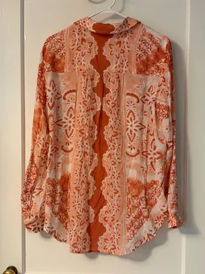 Pilcro Anthropologie Romy Relaxed Buttondown blouse size medium printed boho thumbnail 5