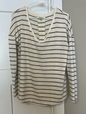 a new day White and Gray Striped Long Sleeve Tee thumbnail 1
