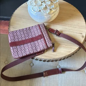 Coach Purple‎ Suede Logo Canvas Swing Pack Crossbody thumbnail 2