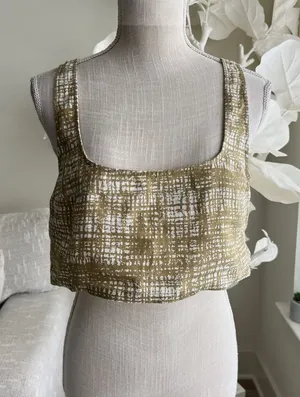 Reformation Olive Sleeveless Linen Crop Top In Size Small thumbnail 1