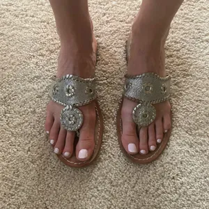 Jack Rogers Jacks Flat Sandal in Shiny Silver & Gold thumbnail 6