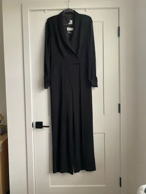 WHBM WHITE HOUSE BLACK MARKET Long Sleeve Sheer Sleeve Jumpsuit NWT SZ 8 thumbnail 3