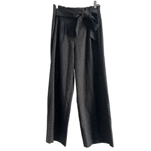 Zara Influencer Fave Plaid Wide Leg Cropped Trousers Pleated Tie Front Blue Chic Sz S thumbnail 3