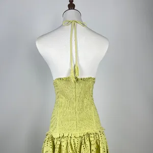 NWOT Farm Rio Embroidered Eyelet A-Line Asymmetry Beads Midi Dress Size L Cotton thumbnail 11