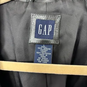 GAP Vintage Y2K 2000 Women’s Black Genuine Leather Jacket Size L‎ thumbnail 5