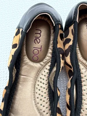 Me Too Leopard Print Haircalf Ballet Flats Gold Horsebit Leather Women’s 6.5M thumbnail 3