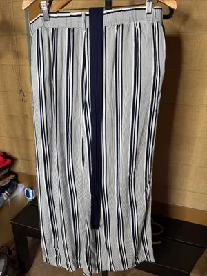 Indigo Rising Navy White Striped Wide Leg Pants XL Coastal Boho Pull On thumbnail 6