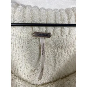 Free People‎ Cowl Neck Sweater Sz S Chunky Cable Knit Boho Cream Stretch Y2K thumbnail 3