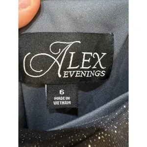 Alex Evenings Cold-Shoulder Draped Metallic Gown - Smoke Size 6 Sparkle thumbnail 7
